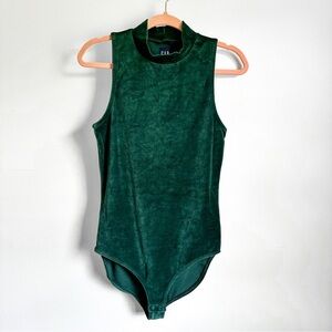 NWT GAP Forest Green Velour Mock Neck Bodysuit sz Small